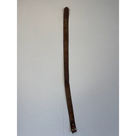 Nocona Mens Western Belt Leather Tooled Small Brown Cross Scroll‎ No Buckle - Picture 8 of 10